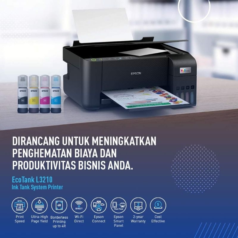 Epson EcoTank L3210 A4 All-in-One Ink Tank Printer / Print Scan Copy / Garansi Resmi / GANTI L3110