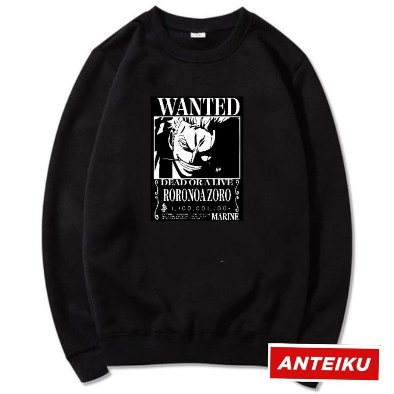 [Promo Sale] Sweater Hoodie Anime One Piece Wanted Bounty  Fleece Pria Wanita M-XXL