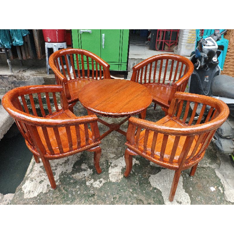 kursi Betawi kayu dan meja  bangku teras kuat