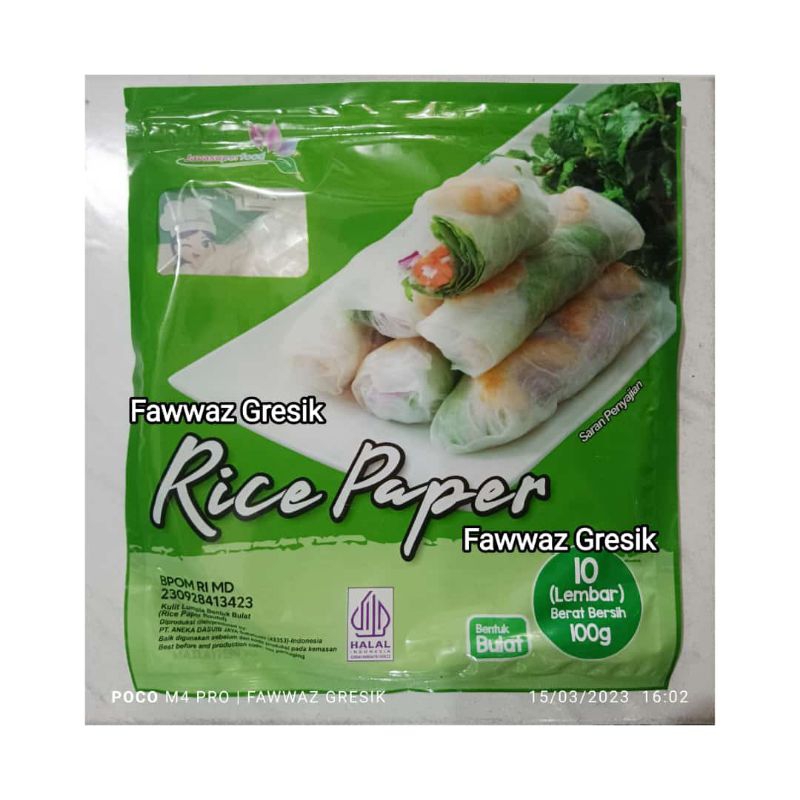 Rice Paper Kulit Lumpia Vietnam Spring Roll Java Super Food 10 lembar Halal 100gr