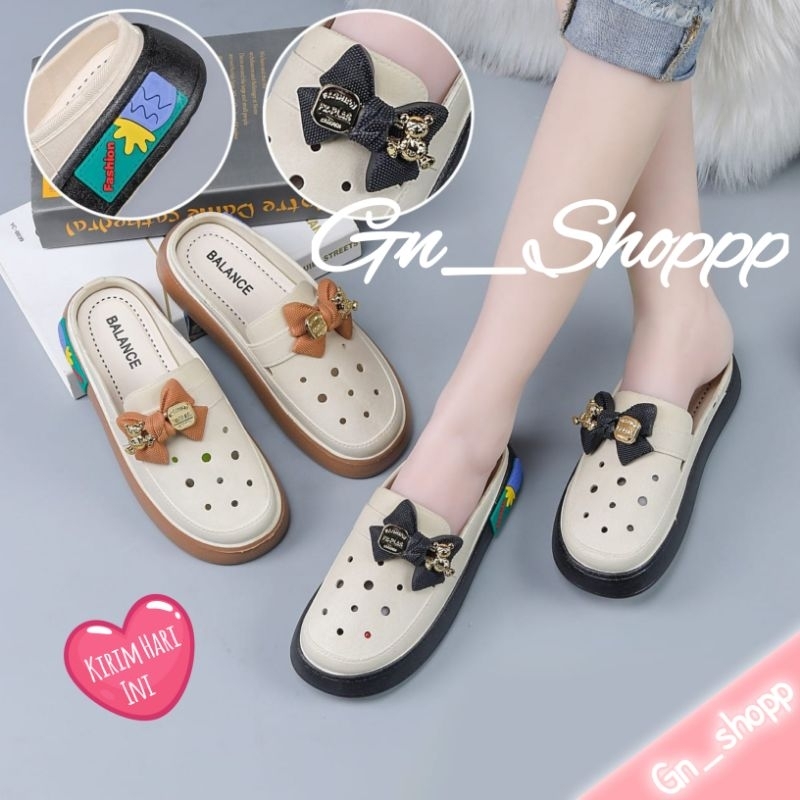 Sandal Sepatu Wanita Motif Pita &amp; Rantai Terbaru Balance 039-1L