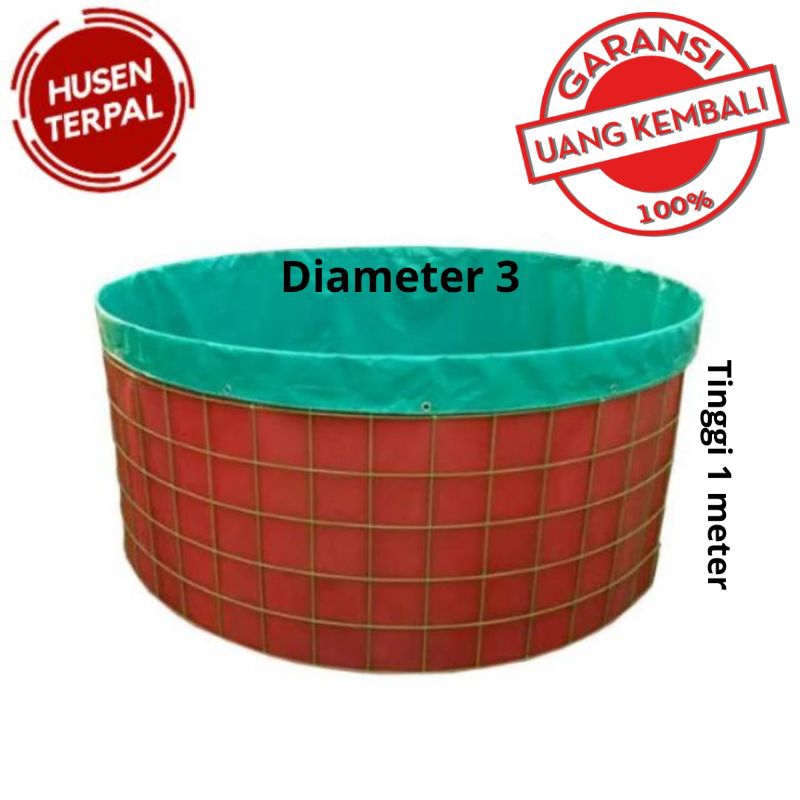terpal kolam bundar Diameter 3 Tinggi 1 meter Bahan terpal Terpaulin Orchid korea tebal kuat ikan le