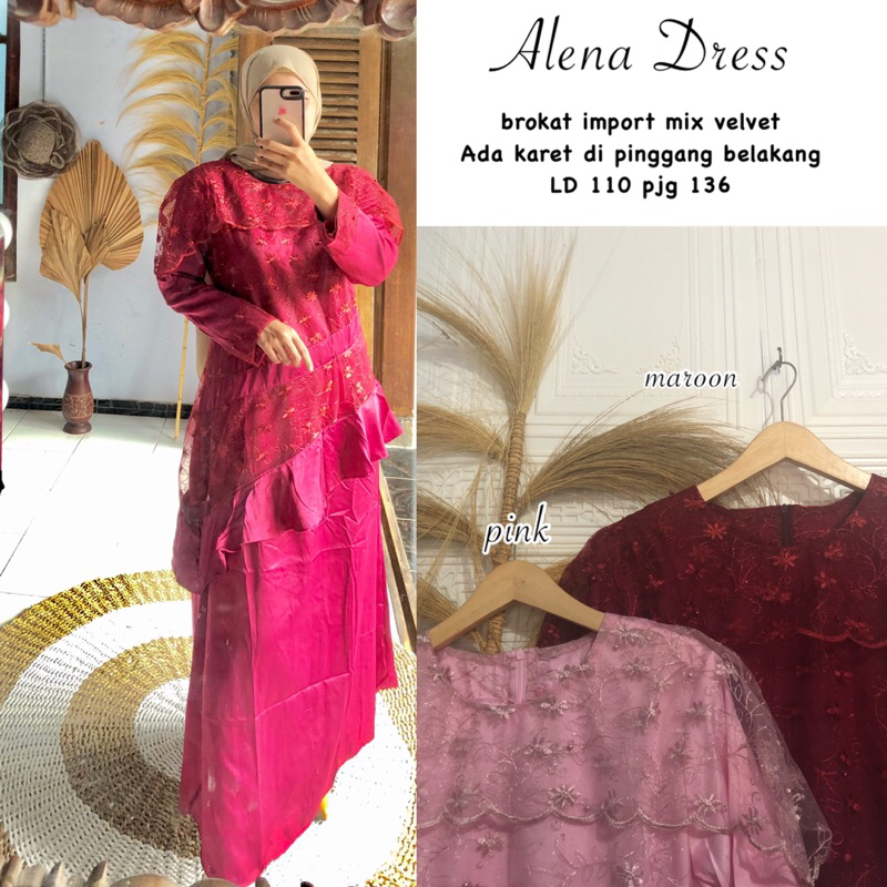 Gamis Kombinasi Brukat Tile Brokat Murah