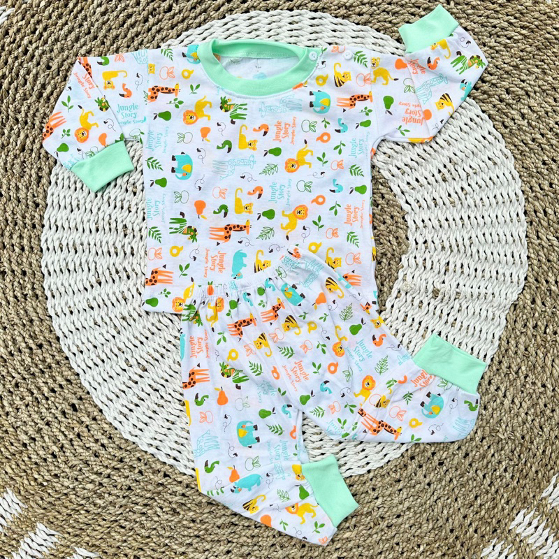 Setelan Baju Bayi Oblong Panjang Baju Piyama Bayi Baju Tidur Bayi Baju Bayi Celana Bayi 3-12bln DNW BABY