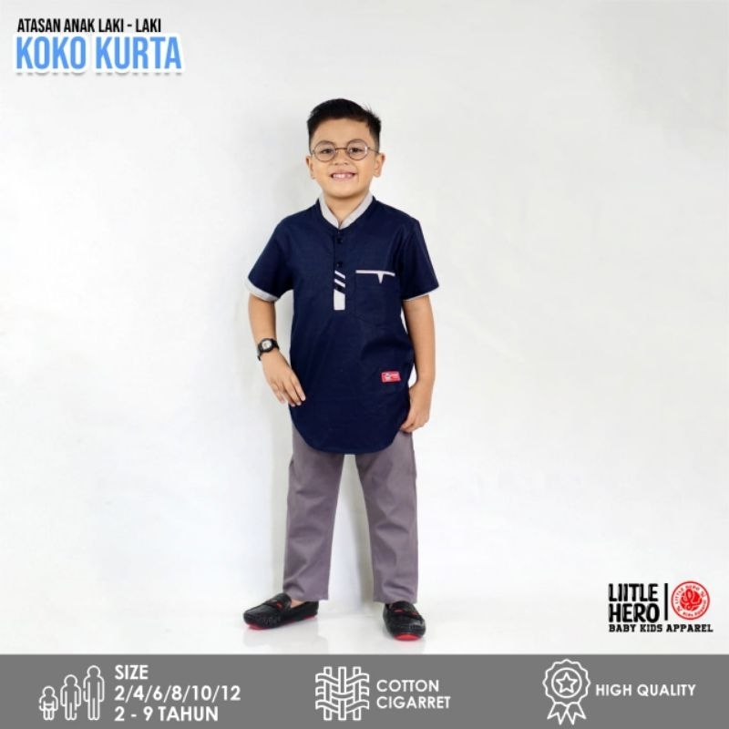 2-9thn BAJU KOKO KURTA ANAK LITTLE HERO BAJU LEBARAN NGAJI KOKO ANAK