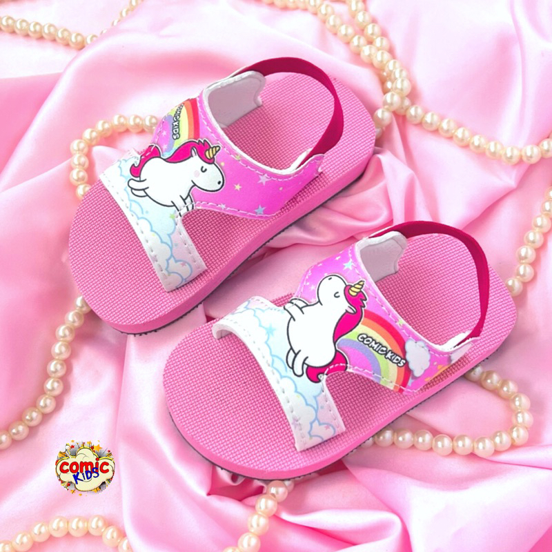 Sandal Anak Bayi Perempuan Comickids Sepatu Sendal Jepit Cewek Selop Balita 1 2 Tahun Baby Girl Kids Slippers Gwen Unicorn