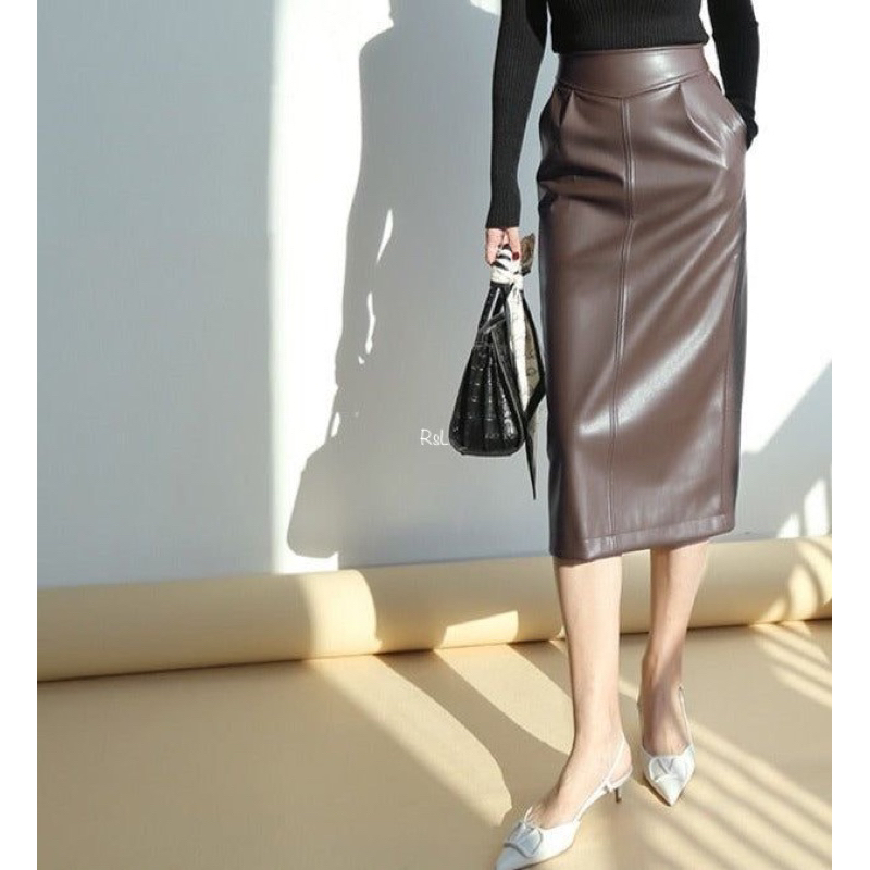 Span kulit wanita / skirt leather vintage midi