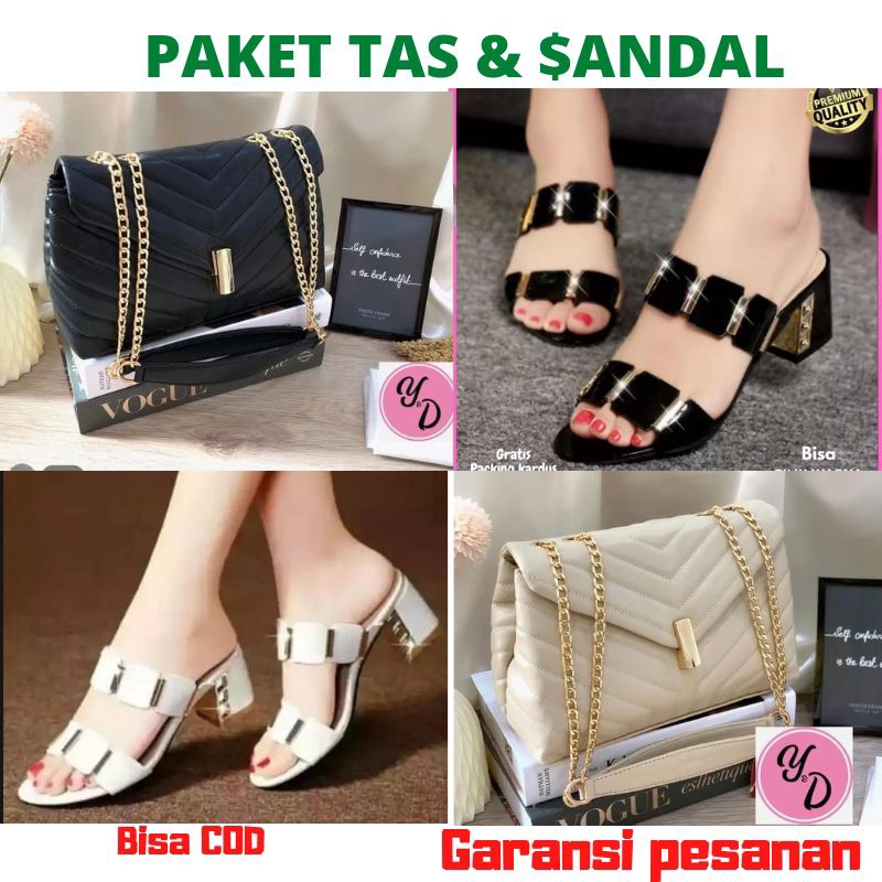 PAKET TAS DAN SANDAL wedges terlaris