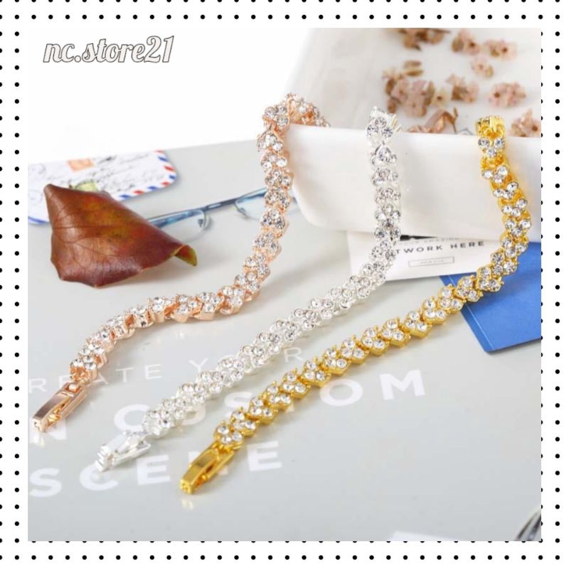 nc21- Bracelet Diamond Gelang Tangan Wanita Berhiaskan Berlian Permata Anti Karat Termurah