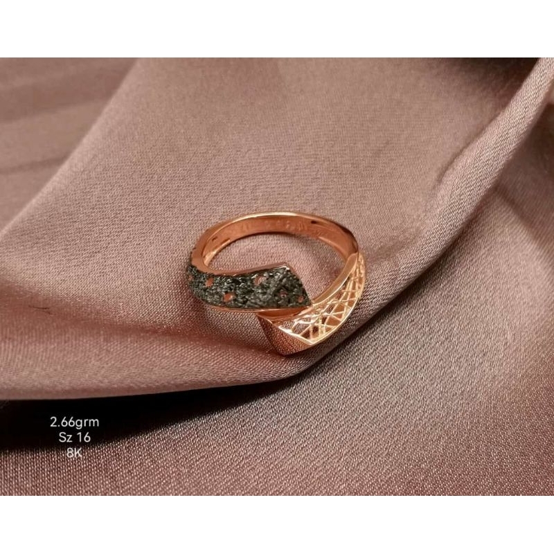 Cincin Flamenco Seri Rose Gold &amp; Black Gold Emas kadar 8k 37.5% 375