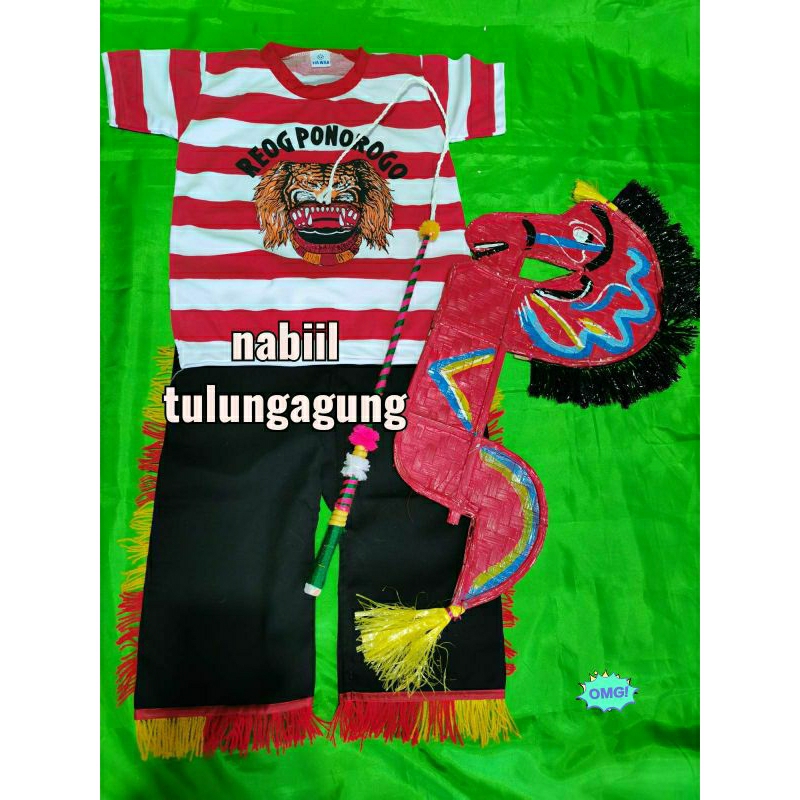 setelan kaos reog ponorogo udeng jawa kuda lumping cambuk anak anak