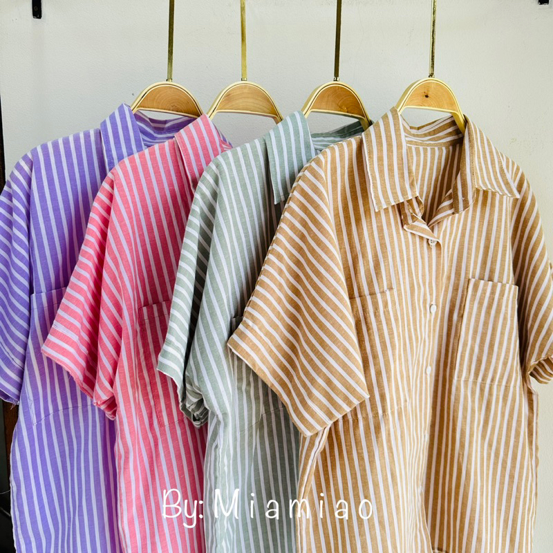 Blouse wanita korean motif salur/kemeja wanita/atasan wanita modis