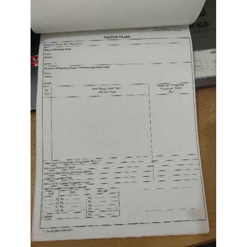 

faktur pajak NCR rangkap 3 faktur pajak 3 ply