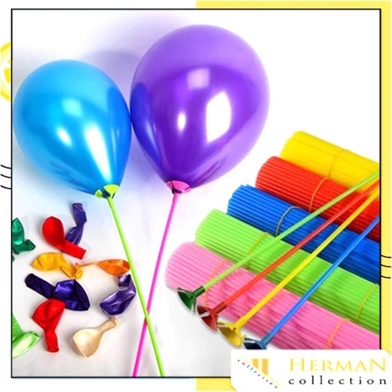 Tangkai balon ulang tahun. Stik balon. Pegangan balon isi 10 pcs