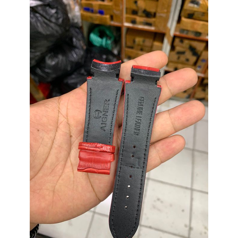 Strap tali jam tangan Aigner palermo merah motif import PNP