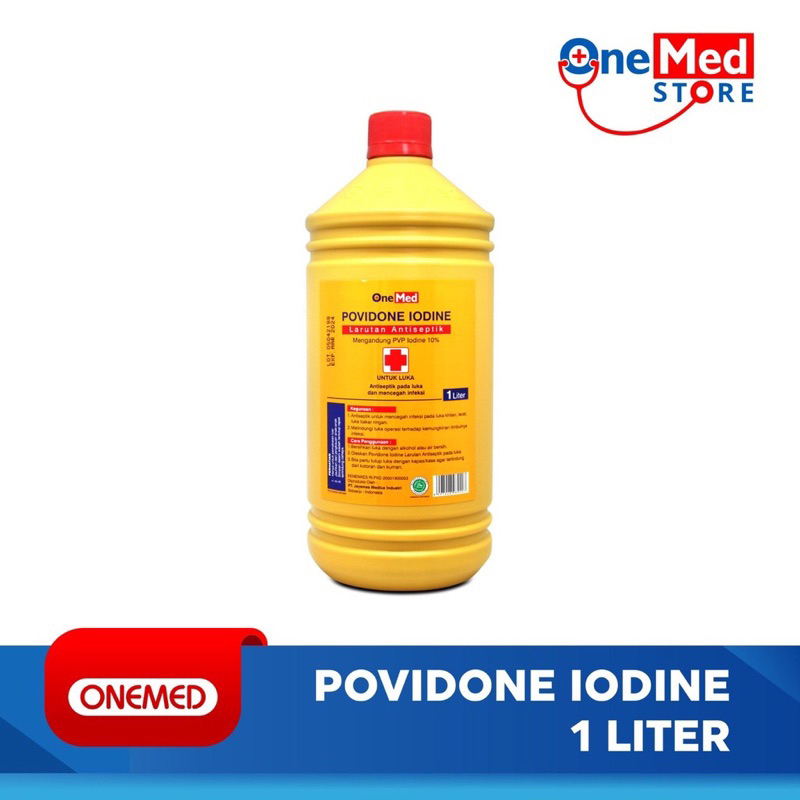 Povidone Iodine Onemed 1 liter/ Obat Luka/Obat Merah free buble Wrap Dus