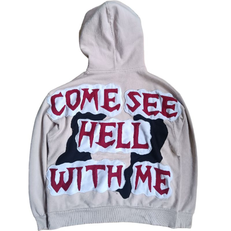 UNIQLO HOODIE REWORK//CUSTOM "COME SEE HELL WITH ME"