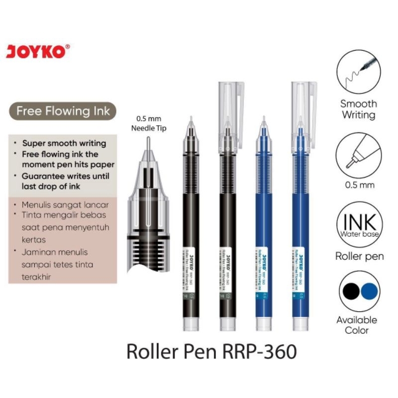 Pulpen Gel Joyko Roller Pen RRP-360 isi 12pcs