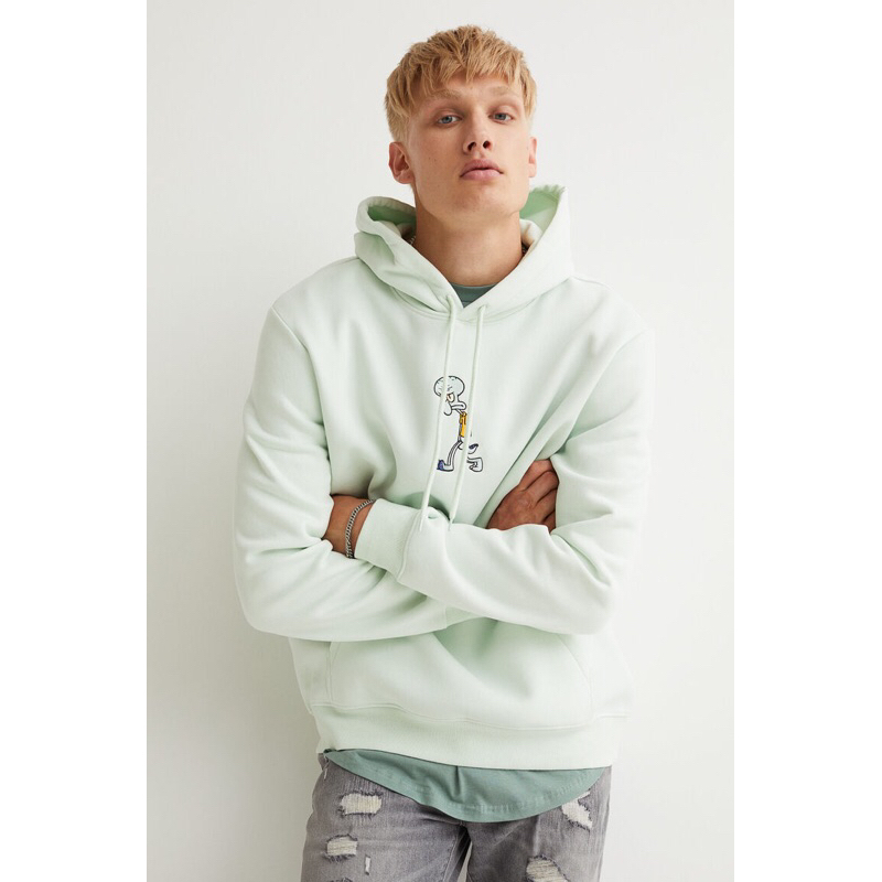 COD 3.3 Hoodie H&amp;M Squidward green mint Sweater HnM Pria Wanita