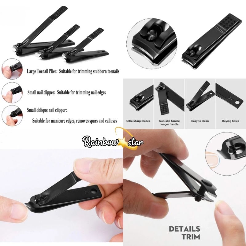 Gunting Kuku Bentuk Miring Bengkok Nail Clipper Gunting Kuku Besar Kecil Manicure Pedicure Tools Black Gold