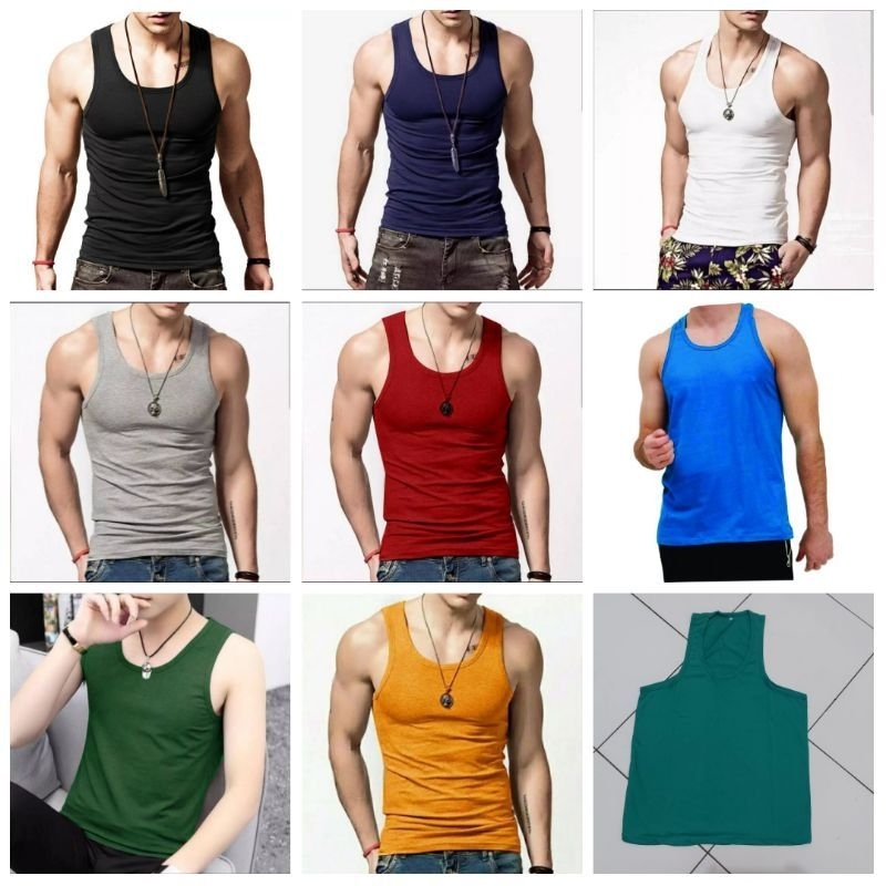 Singlet Polos Pria Cotton Baju Singlet Pria M L XL XXL Singlet Polos Dewasa Gym  Baju Singlet Pria K