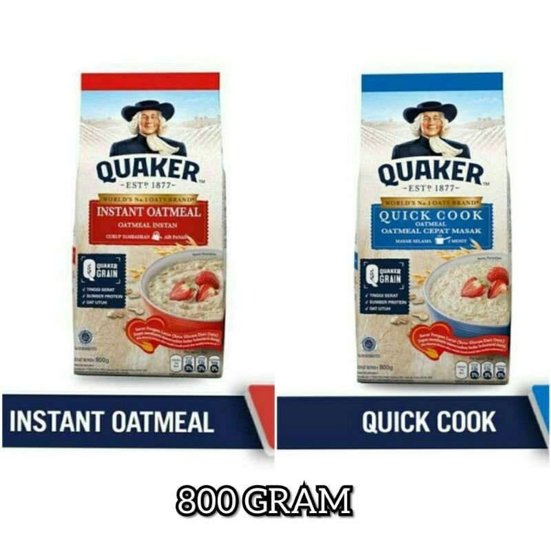 

Quaker Instant Oatmeal 800gr - Sereal Quaker Merah Free Food Storage Quaker Quick Cook 800 gr Quaker Biru