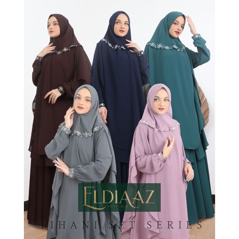 Gamis syari bordir manual set TIHANI by Eldiaaz bahan babydoll Armani