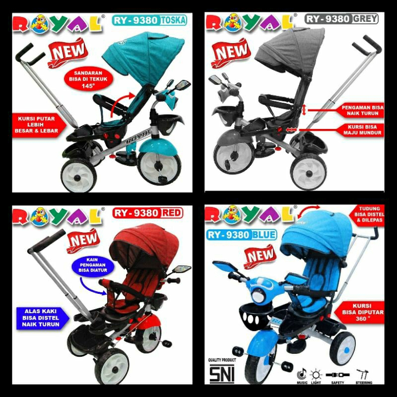 Sepeda Anak Roda 3 Tiga Royal RY 9380 / RY 8580 CP / RY 8381 CP / RY 6580 Sepeda Stroller