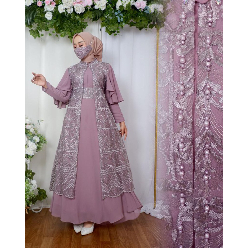 Gamis Emira Tille Nj / Kebaya Gamis Pesta Mewah / Gamis Kondangan / Gamis Kebaya Outer Inner Terpisah / Gamis Kebaya Busui