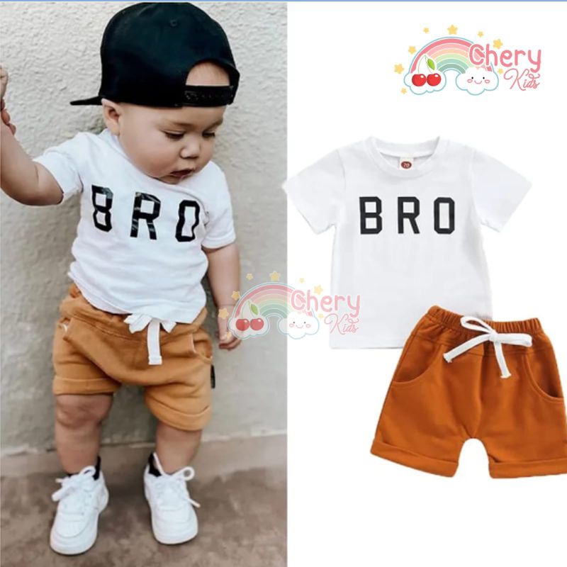 SETELAN ANAK UNISEX TULISAN BRO / SET TULISAN BRO