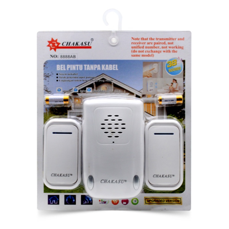 Chakasu Bel Pintu Wireless - Door Bell 2 Remote Dc 8888Ab