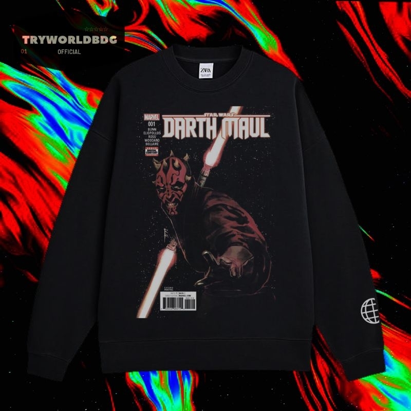 TRYWORLDBDG OFFICIAL "DARTH MAUL" CREWNECK | SWEATER | HOODIE | CREWNECK DARTH MAUL STAR WARS VINTAG