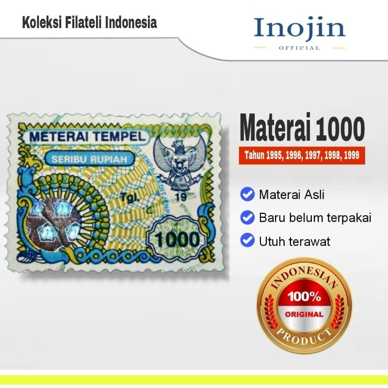 

Materai 1000 Tahun 1996 1997 1998 1999 Perangko Matrai Tempel Lama Asli Original Pos