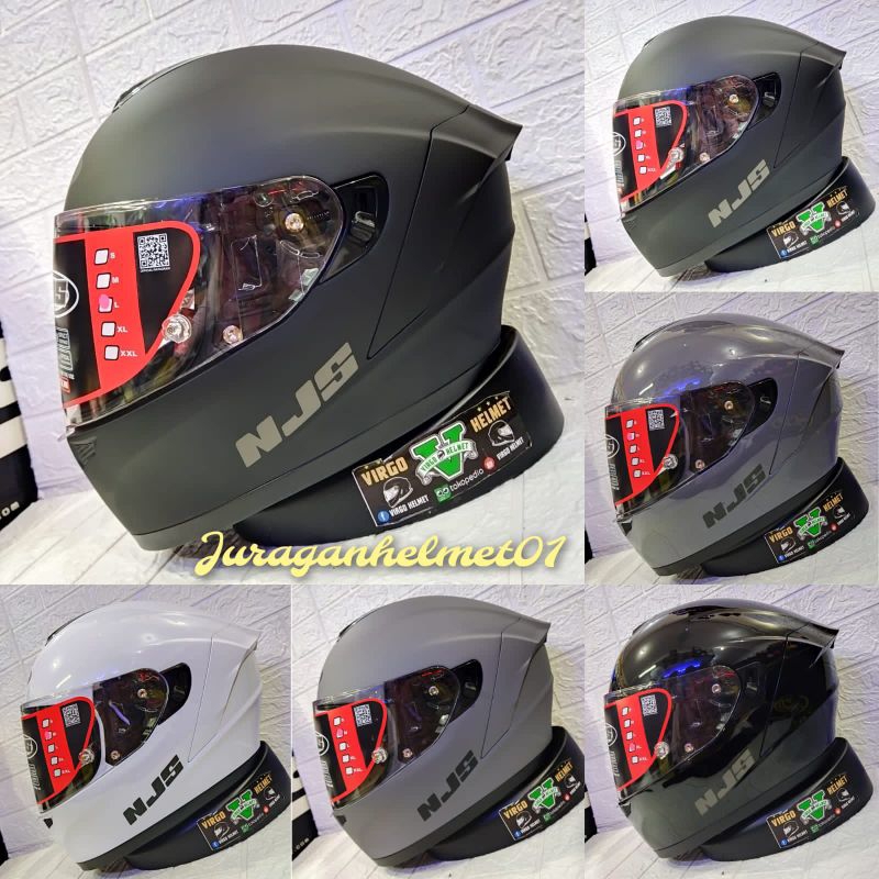 HELM NJS ZX-1 SOLID SERIES BLACK,STONE GREY,WHITE|NJS ZX 1 POLOS