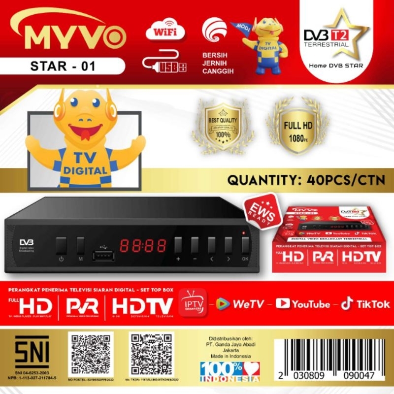 Myvo Set Top Box Receiver TV Digital Matrix DVB Star 01 Full HD SNI Original