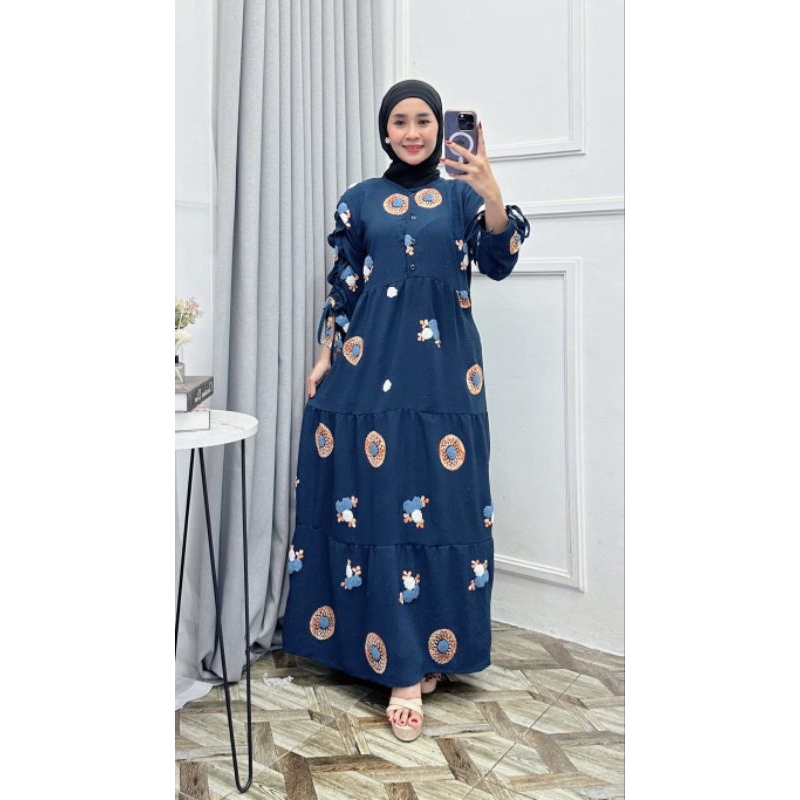 gamis cringkel pompom // gamis crinkle airflow // Gamis kerut