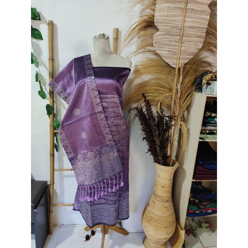 songket silungkang warna lilac lylac ( ungu muda)