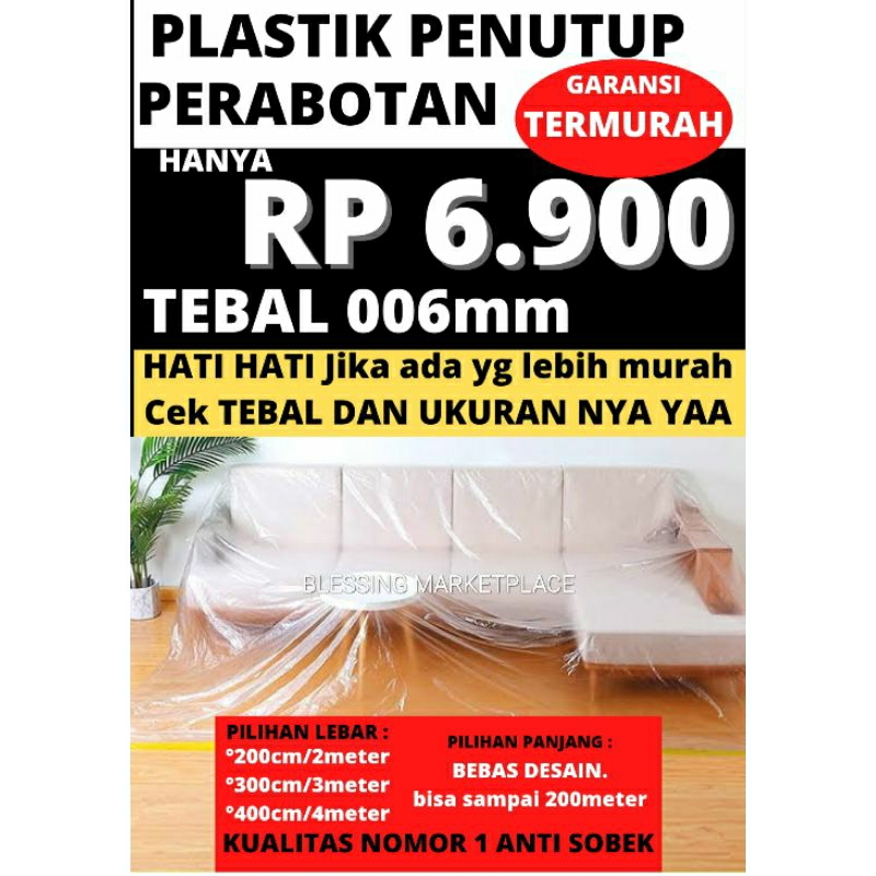 Plastik Transparant Tutup Furniture Penutup Pelindung Furnitur Bungkus Barang Sofa