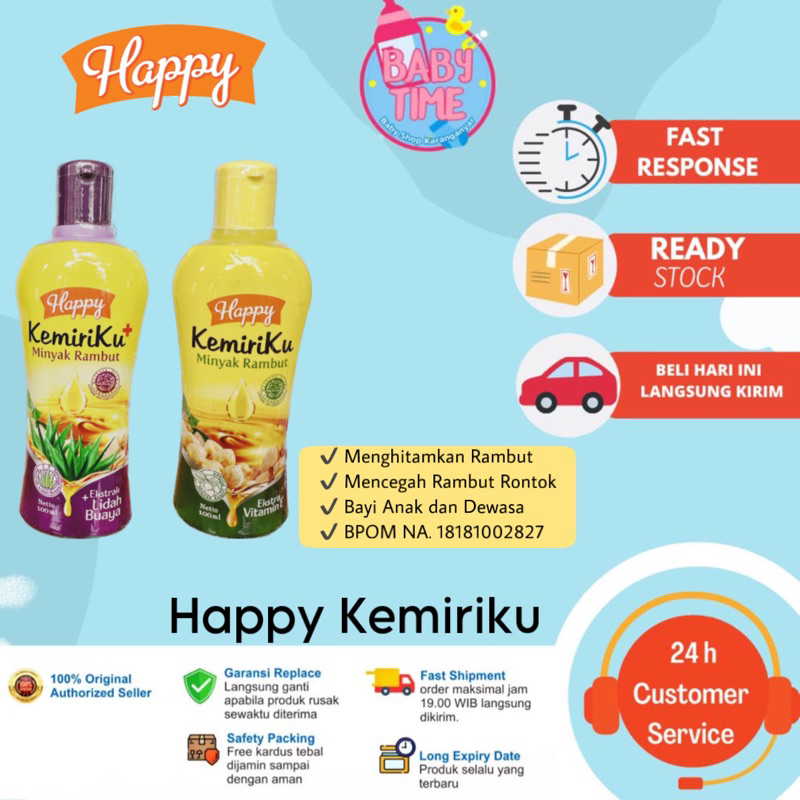 MINYAK RAMBUT HAPPY KEMIRI 100ML EKSTRAK LIDAH BUAYA &amp; EKSTRAK VITAMIN E