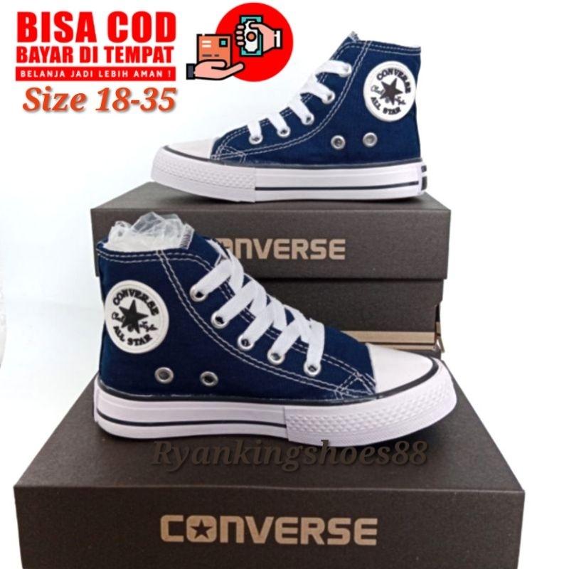 Sepatu Converse Anak Navy Model Tinggi / Sepatu Allstar Anak / Sepatu Anak Casual / Sepatu Sekolah Anak