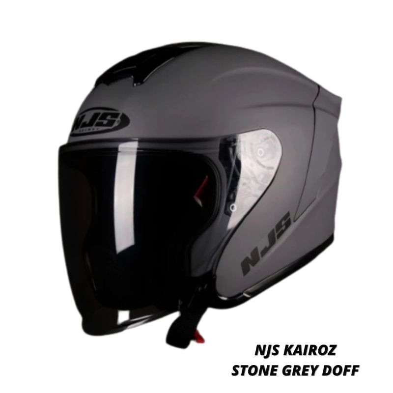 NJS Kairoz Grey Doff Solid | Helm Half Face Abu matte Original