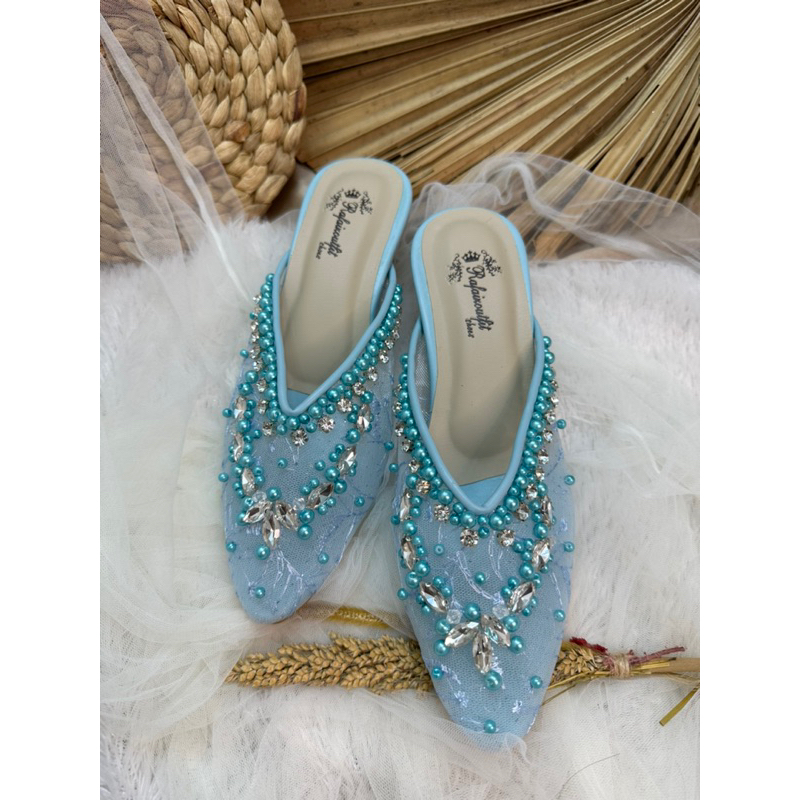 sepatu wanita amirra babyblue 3cm kaca