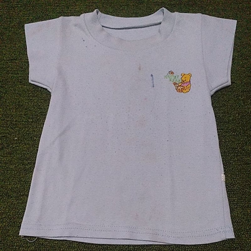 KAOS ANAK LD60/35CM WARNA BIRU TELOR ASIN POLOS LOGO LENGAN PENDEK