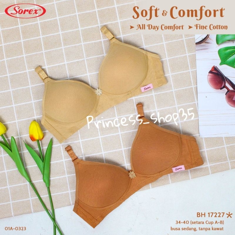 Bh Sorex 17227 Bra Tanpa Kawat Busa Tipis Size 34-40 Kait 2 / Bra Sorex 17227 / Bh Sorex 17227