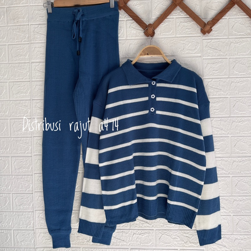 ONESET POLO SWEATER KEY KEY SETELAN CELANA KULOT DAN JOGER WANITA