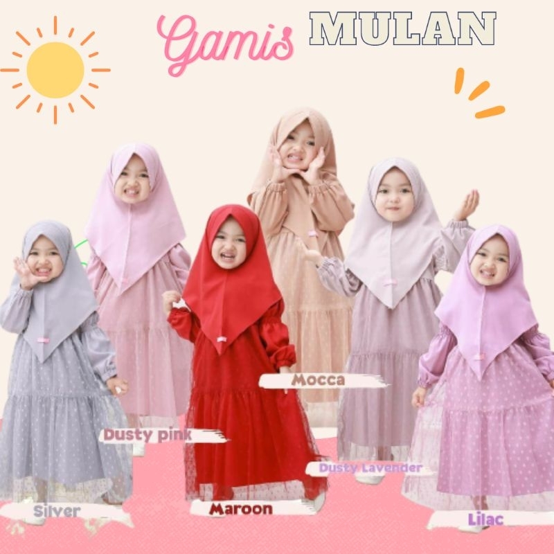 GAMIS ANAK PEREMPUAN MULAN OLLET/GAMIS ANAK TILE/ BAJU MUSLIM (SET HIJAB)