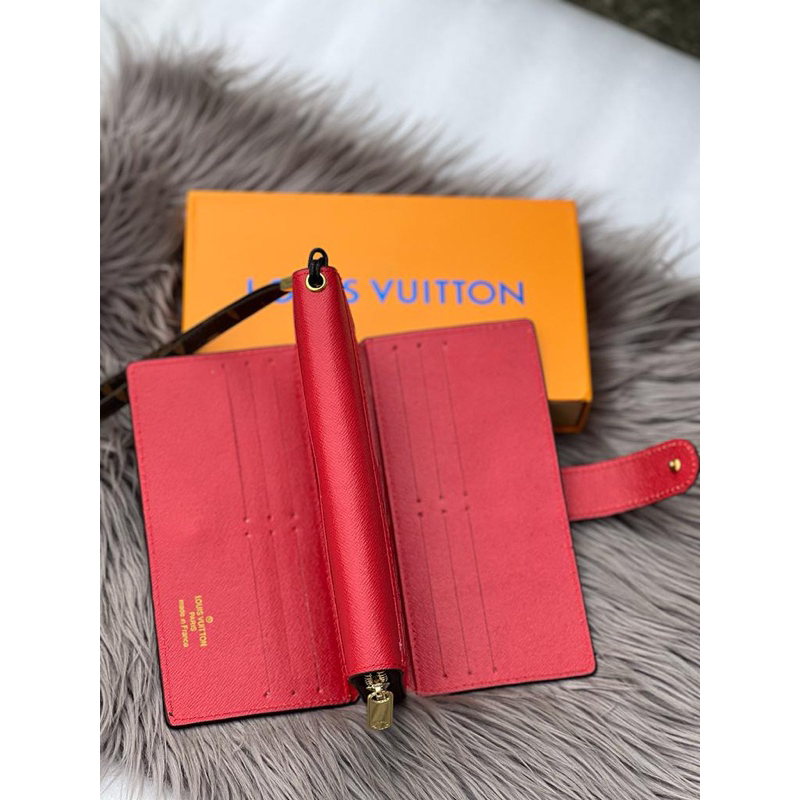 Dompet Lipat Panjang LV Kancing Freebox dan Free Tali Pendek Bahan Waterproof Kekinian