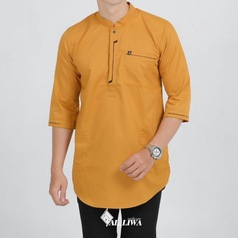 BAJU KOKO KURTA PAKISTAN PAKAIAN MUSLIM PRIA BAHAN TOYOBO WARNA CREAM HITAM MAROON ABU CHOCOMILK ARMY