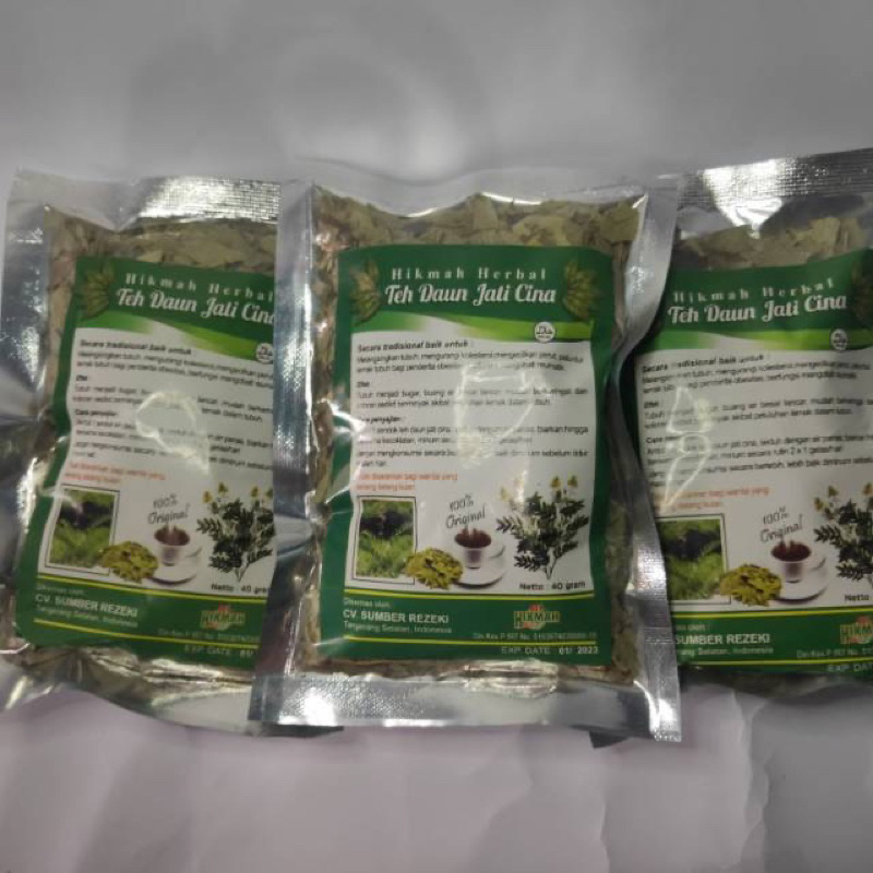 Teh daun jati cina / teh daun jati cina hikmah herbal 40gr / teh diet / teh pelangsing 40gr