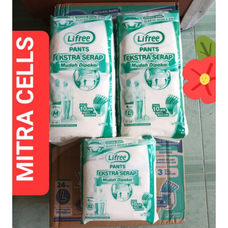 Lifree popok dewasa celana ekstra serap M / L / XL kemasan putih 1dus isi 3pack